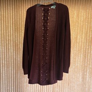 Elegant Burgundy Knit Cardigan